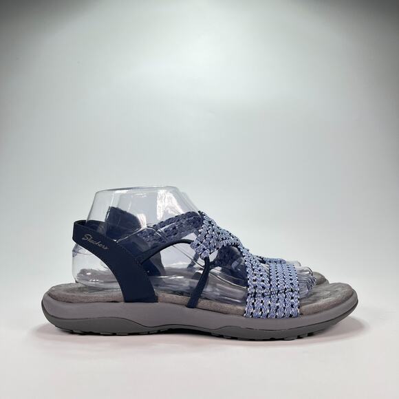 Skechers Reggae Slim Stretch Appeal Blue Gray Comfortable Slip On Womens Size 10 - Picture 1 of 10